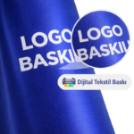Logo baskılı makam bayrağı dijital tekstil baskı detayı. Firma logosu, kurum logosu veya özel tasarımlar yüksek çözünürlüklü dijital baskı ile bayrak kumaşına uygulanır.