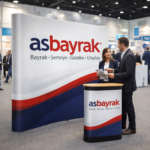 Oval örümcek stand fuar display sistemi, kavisli tasarımıyla Asbayrak markalı profesyonel tanıtım standı; fuar, etkinlik ve tanıtımlarda dikkat çekici, taşınabilir ve kolay kurulumlu reklam çözümü.