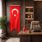 Kırlangıç Türk bayrağı ofis ve makam odası duvar kullanımı saten kumaş askılı bayrak modeli
