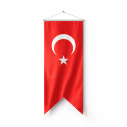 Kırlangıç Türk bayrağı saten kumaş askılı model beyaz arka plan ürün görseli