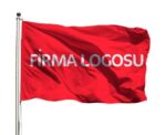 Logolu çift kat saten gönder bayrağı