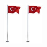 Paslanmaz Bayrak Direği 15 Metre, içten ipli, sonsuz tepe dönerli sistemi ile bayrağınızın her zaman düzgün dalgalanmasını sağlar.