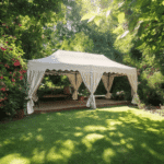 gazebo bahçe çadırı, portatif yapısıyla dikkat çeker, sabitlenebilir şekilde de kullanılabilir. 6 adet sabit cibinlik perde çardak ile birlikte gelir