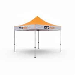 Logo baskılı profesyonel katlanır gazebo çadırı; outdoor etkinliklerde, fuar ve festival alanlarında kullanılan, dayanıklı taşıyıcı gövdeye sahip, marka baskılı gölgelik çadır modelidir.