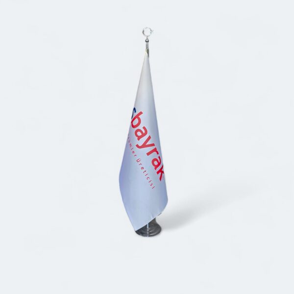 özel logo baskılı makam bayrağı krom direkli bayrak.