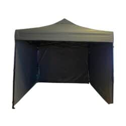 Gazebo Çadır 3x3 m. 40 mm Siyah Çelik İskelet (3 Duvarlı - Gri)