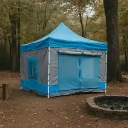 açık mavi gri karavan çadırı kış bahçesi
