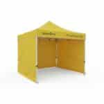 Logo baskılı profesyonel katlanır gazebo çadırı; outdoor etkinliklerde, fuar ve festival alanlarında kullanılan, dayanıklı taşıyıcı gövdeye sahip, marka baskılı gölgelik çadır modelidir.