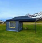 Gazebo Kamp Çadırı 3x6 m. Verandalı (Antrasit Gri)