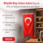 Kırlangıç Türk bayrağı ofis ve makam odası duvar kullanımı saten kumaş askılı bayrak modeli kurumsal ortam