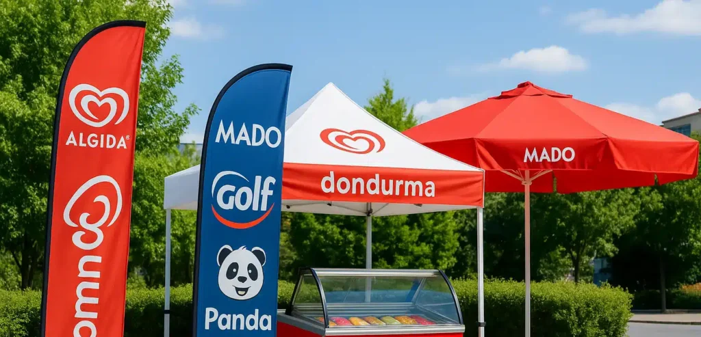 dondurma şemsiyesi dondurma bayrağı dondurma gazebo çadırı