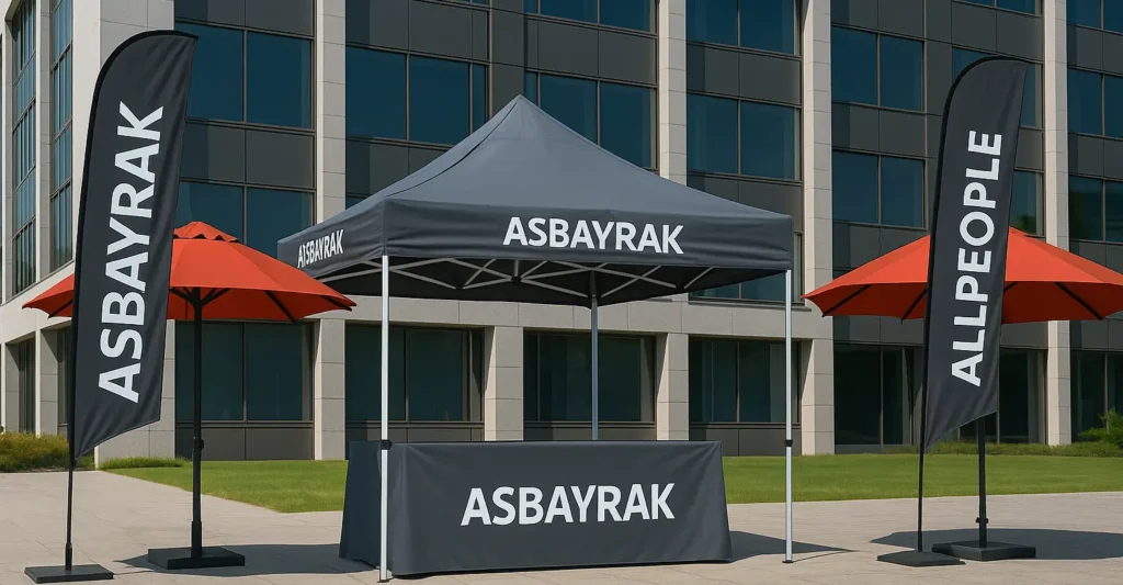 kurumsal pazarlama için marka ve firmalara özel bayrak gazebo şemsiye ürünleri