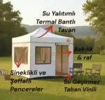 Campera Kamp Çadırı 3x3 m. (Premium Donanım)