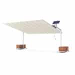 400×480 cm Flex Pergola; kafe, restoran, havuz başı ve geniş teraslar için solar veya motorlu modern gölgelendirme çözümüdür.