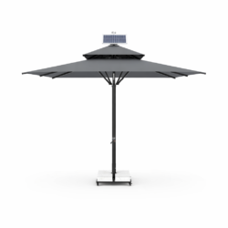 4x4 güneş enerjili teleskopik şemsiye solar panel ve LED aydınlatmalı cafe ve bahçe şemsiyesi