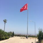 Galvaniz bayrak direği içten halatlı sistem detay görünüm